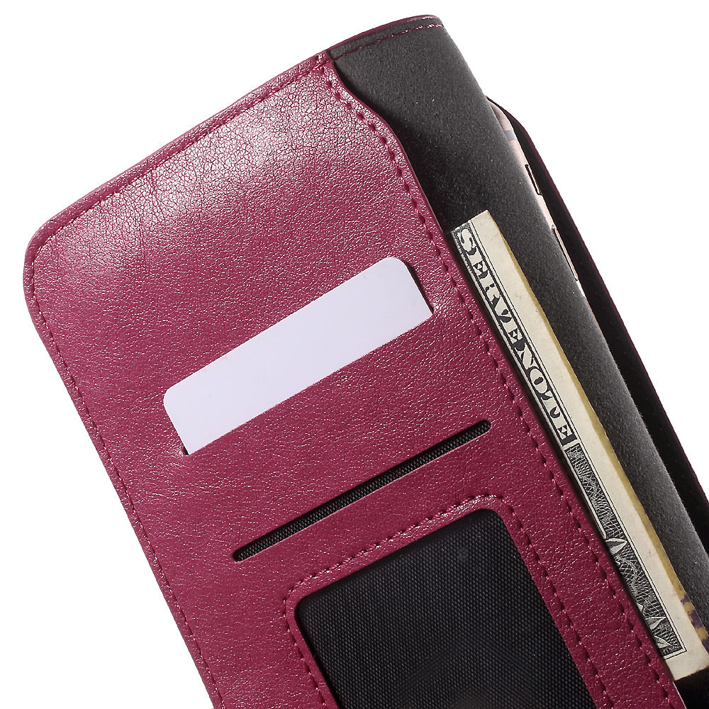 PU Leather Case Wallet Card Holder for iPhone 6s/6, Size: 140 x 68 x 10mm - Rose