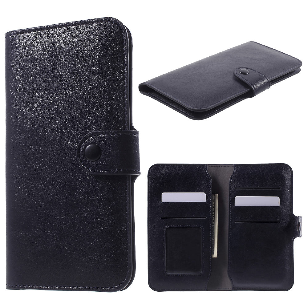Leather Cover Wallet Card Holder for iPhone 6s/6, Size: 140 x 68 x 10mm - Dark Blue