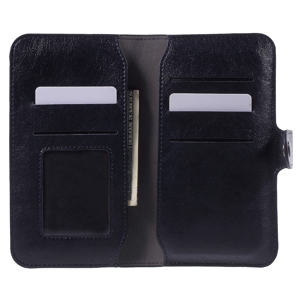 Leather Cover Wallet Card Holder for iPhone 6s/6, Size: 140 x 68 x 10mm - Dark Blue