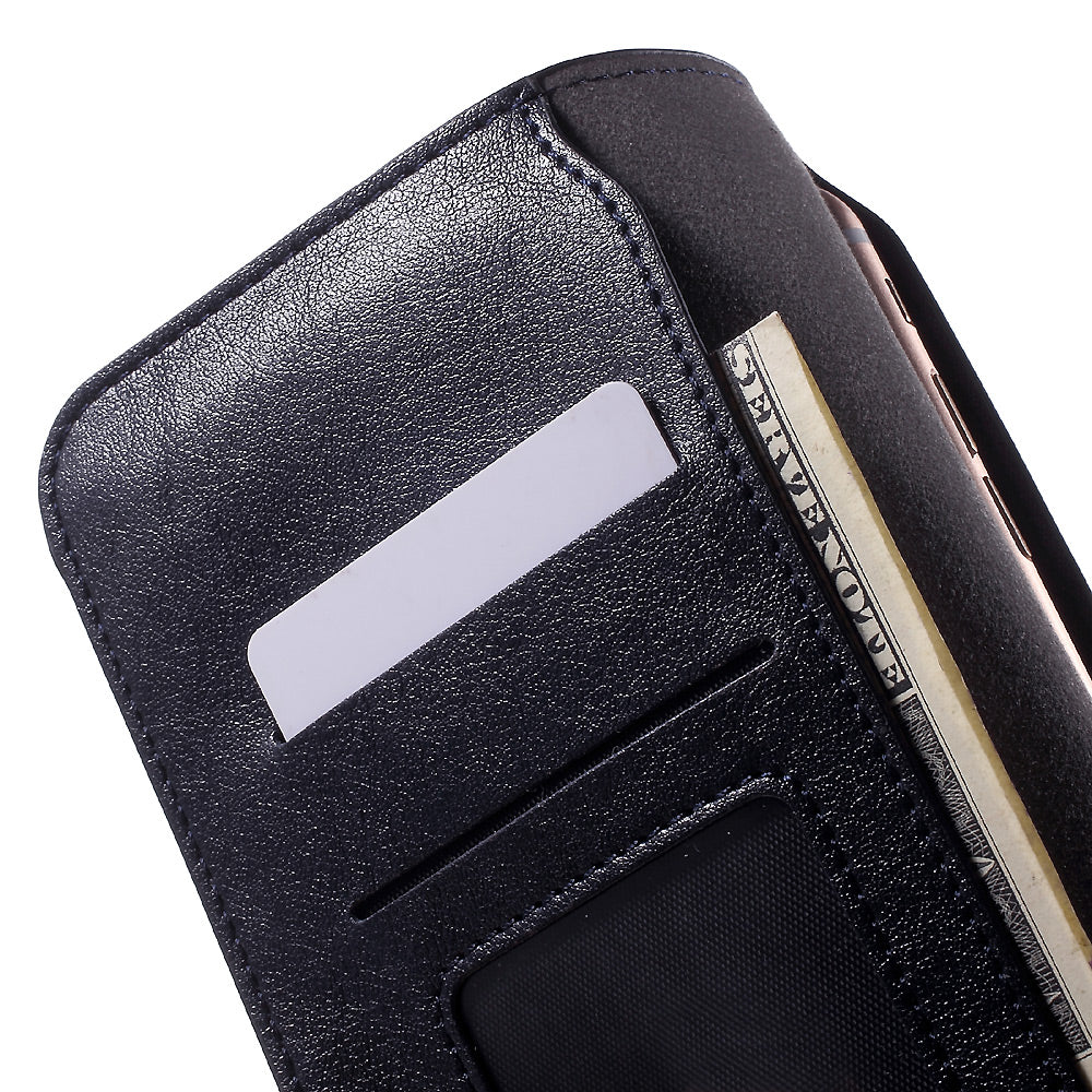 Leather Cover Wallet Card Holder for iPhone 6s/6, Size: 140 x 68 x 10mm - Dark Blue
