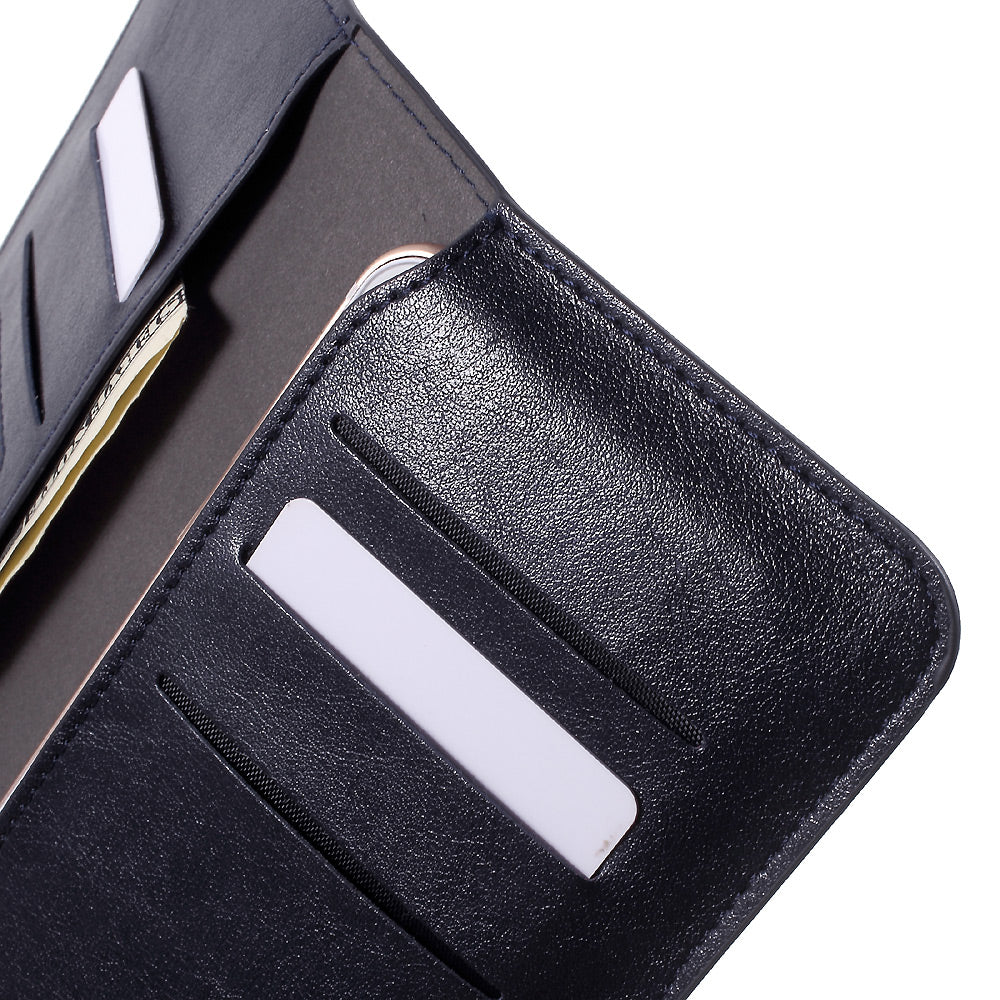 Leather Cover Wallet Card Holder for iPhone 6s/6, Size: 140 x 68 x 10mm - Dark Blue