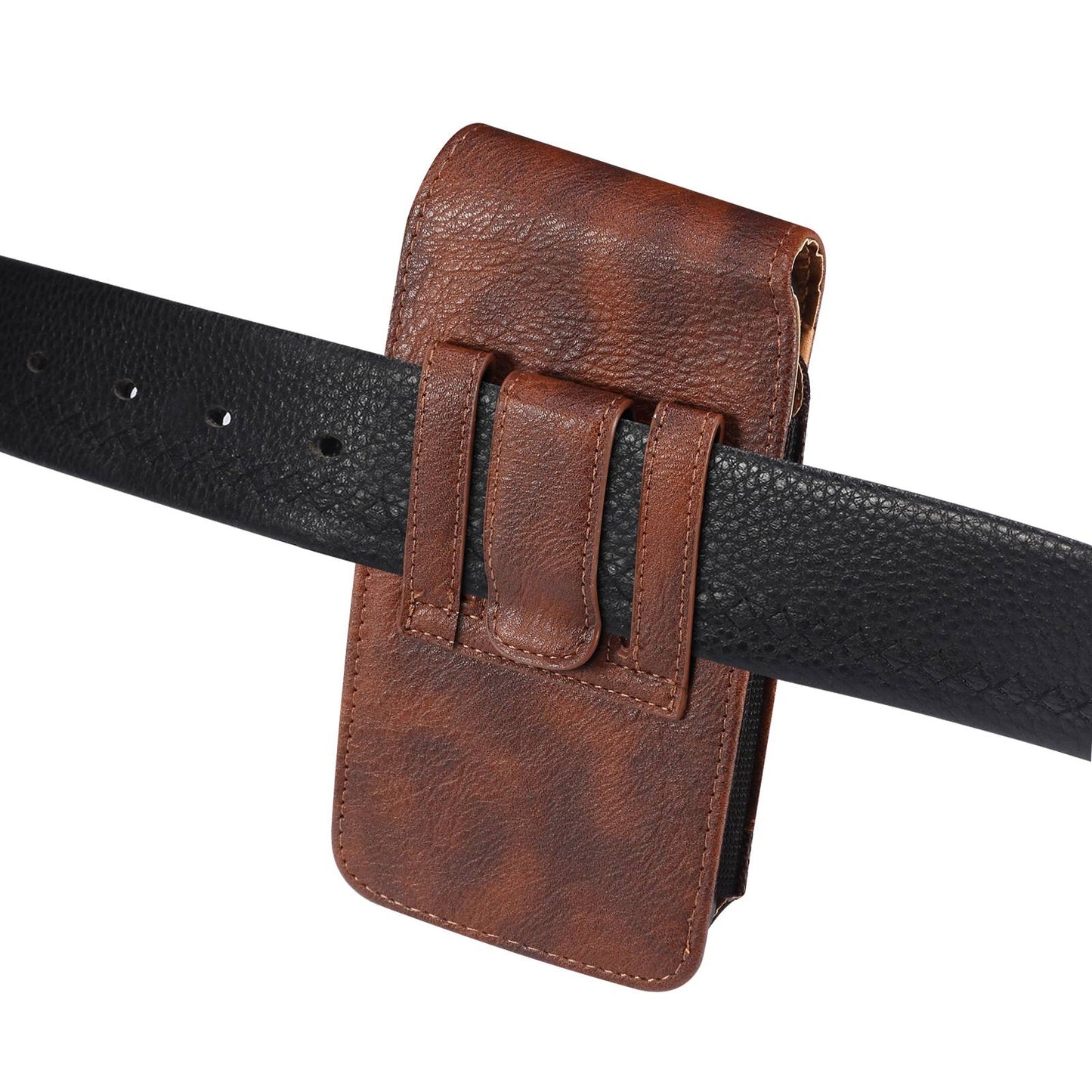 for Samsung Galaxy S22+ 5G / iPhone 11 Pro Max / Huawei Mate 40 / Honor 50 Universal 6.5-Inch Phone Waist Pouch Elastic Sides Card Carrying Bag - Brown