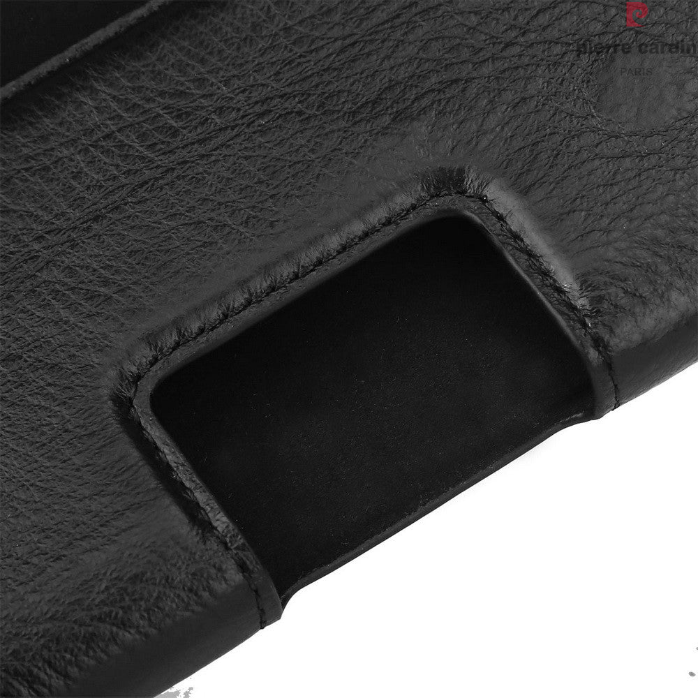 PIERRE CARDIN Genuine Leather Pouch Holster for iPhone 7/6s/6, Size: 140 x 70 x 9mm - Black