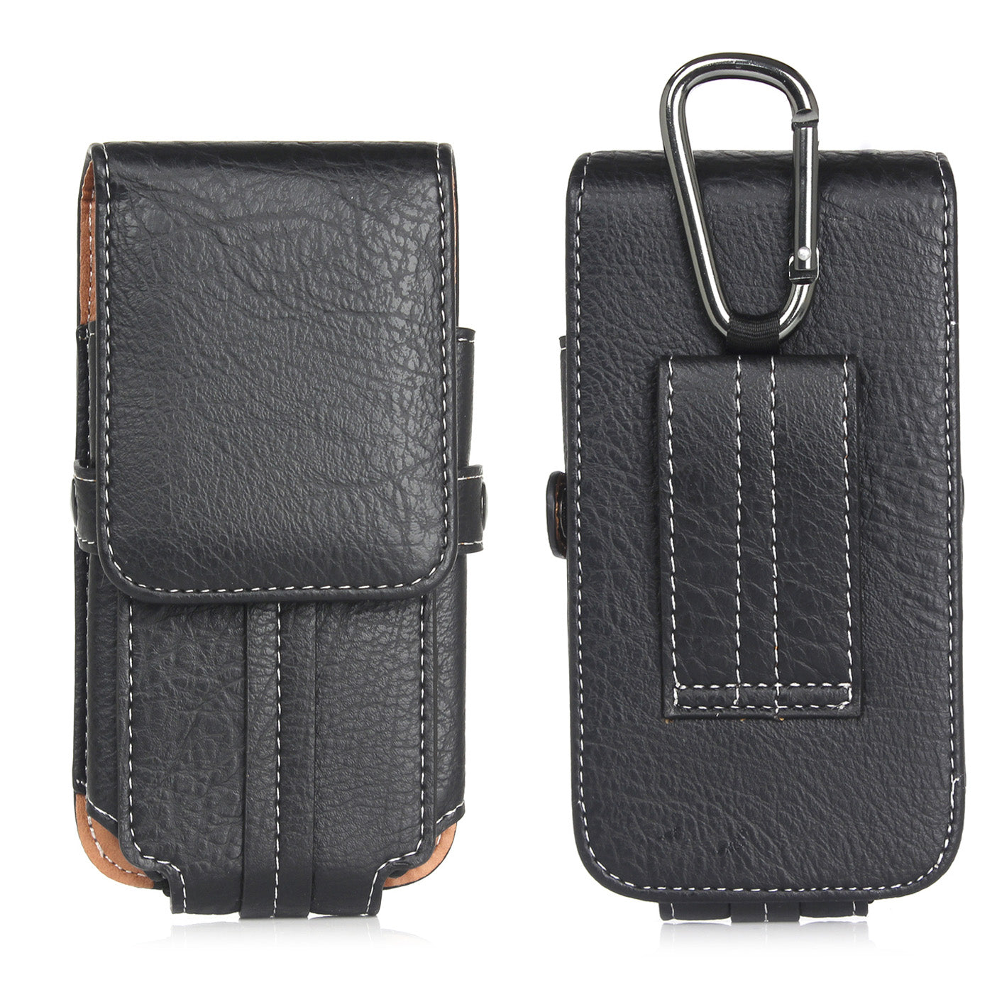 Size 130 x 65 x 10mm Card Holder Vertical Flip Leather Holster with Belt Loop for iPhone SE 5s 5c Etc - Black