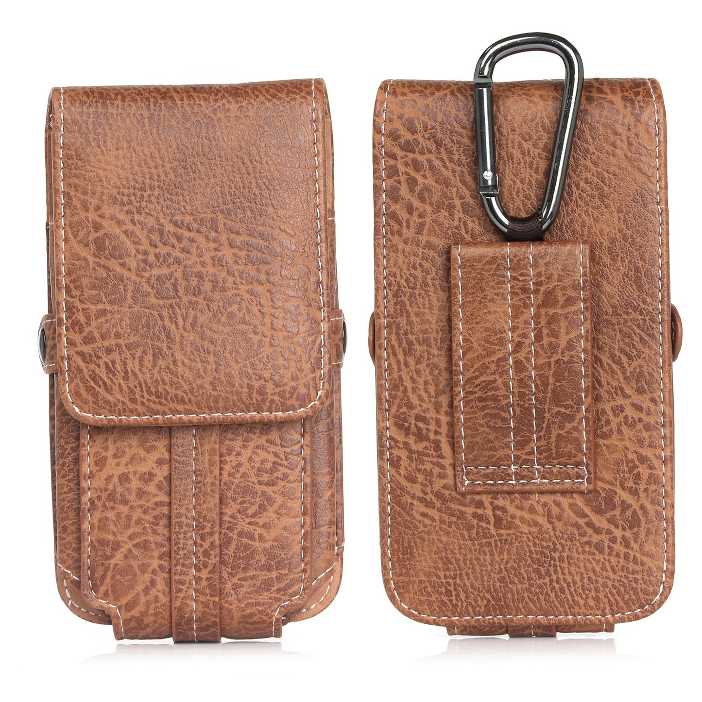 Elephant Card Holder Vertical Leather Flip Holster Case with Belt Loop, Size: 130 x 65 x 10mm - Light Brown
