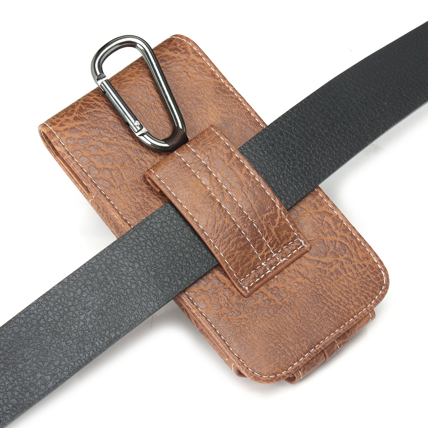 Elephant Card Holder Vertical Leather Flip Holster Case with Belt Loop, Size: 130 x 65 x 10mm - Light Brown