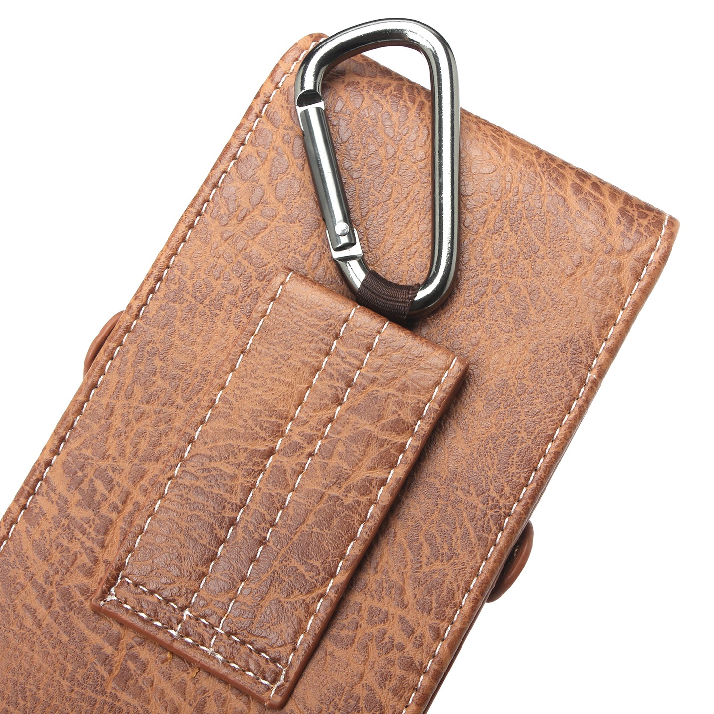 Elephant Card Holder Vertical Leather Flip Holster Case with Belt Loop, Size: 130 x 65 x 10mm - Light Brown