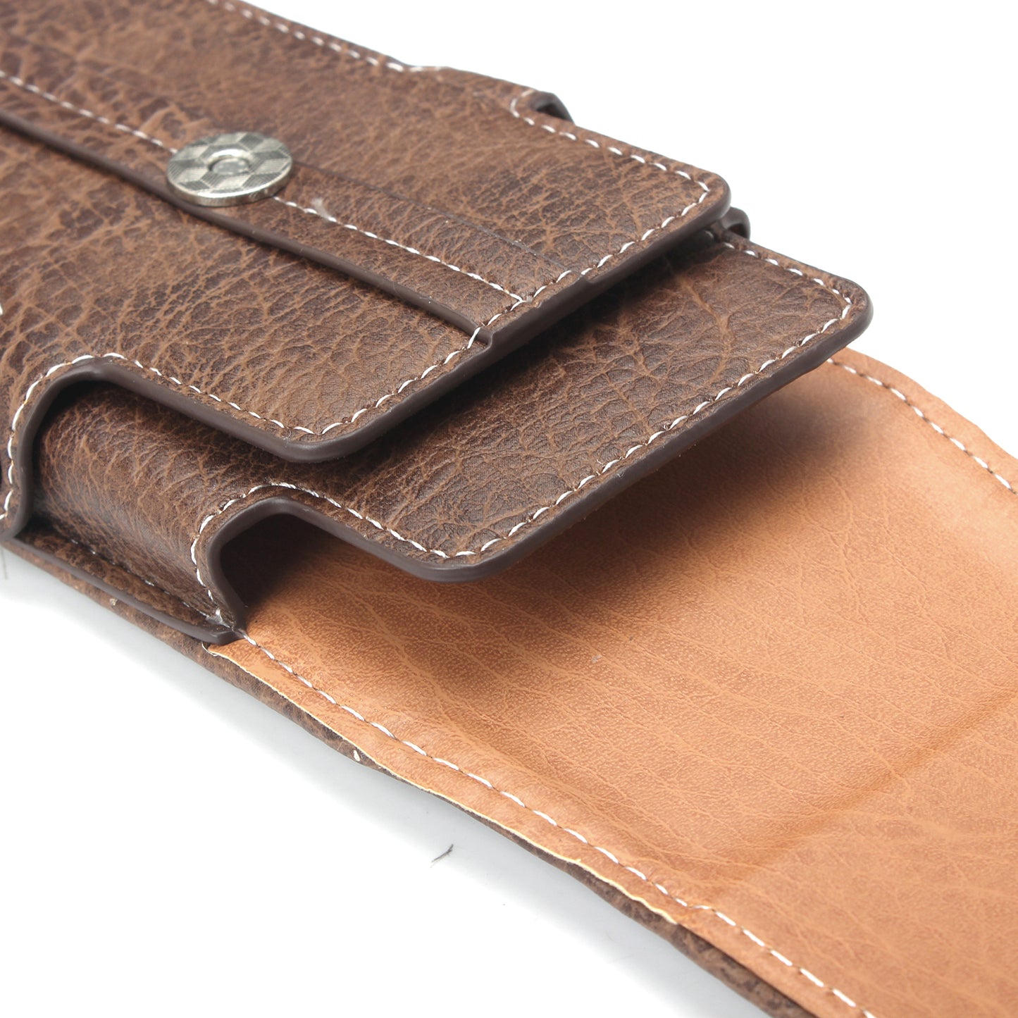 Vertical Flip Belt Loop Leather Card Holder Holster for iPhone 7 6s 6 Etc, Size: 140 x 73 x 10mm - Dark Brown