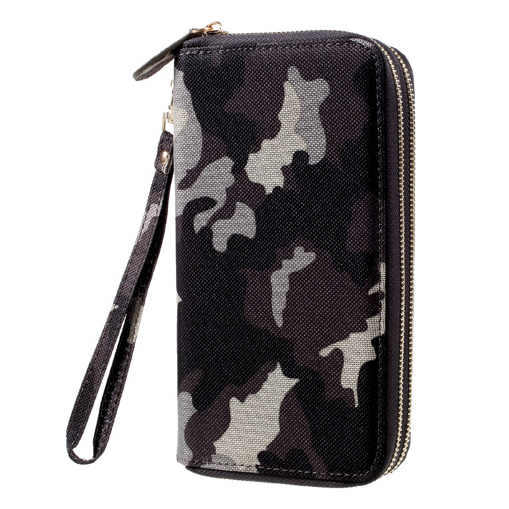 PU Leather Pouch with Hand Strap for iPhone 8/7/6s/6, Size: 141 x 70mm - Camo Pattern / Army Green