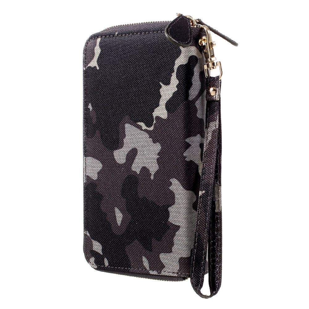 PU Leather Pouch with Hand Strap for iPhone 8/7/6s/6, Size: 141 x 70mm - Camo Pattern / Army Green