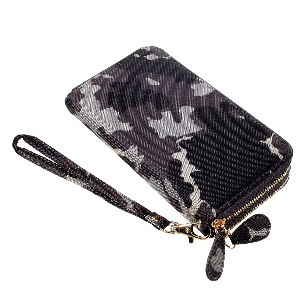 PU Leather Pouch with Hand Strap for iPhone 8/7/6s/6, Size: 141 x 70mm - Camo Pattern / Army Green