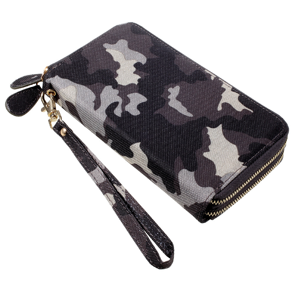 PU Leather Pouch with Hand Strap for iPhone 8/7/6s/6, Size: 141 x 70mm - Camo Pattern / Army Green