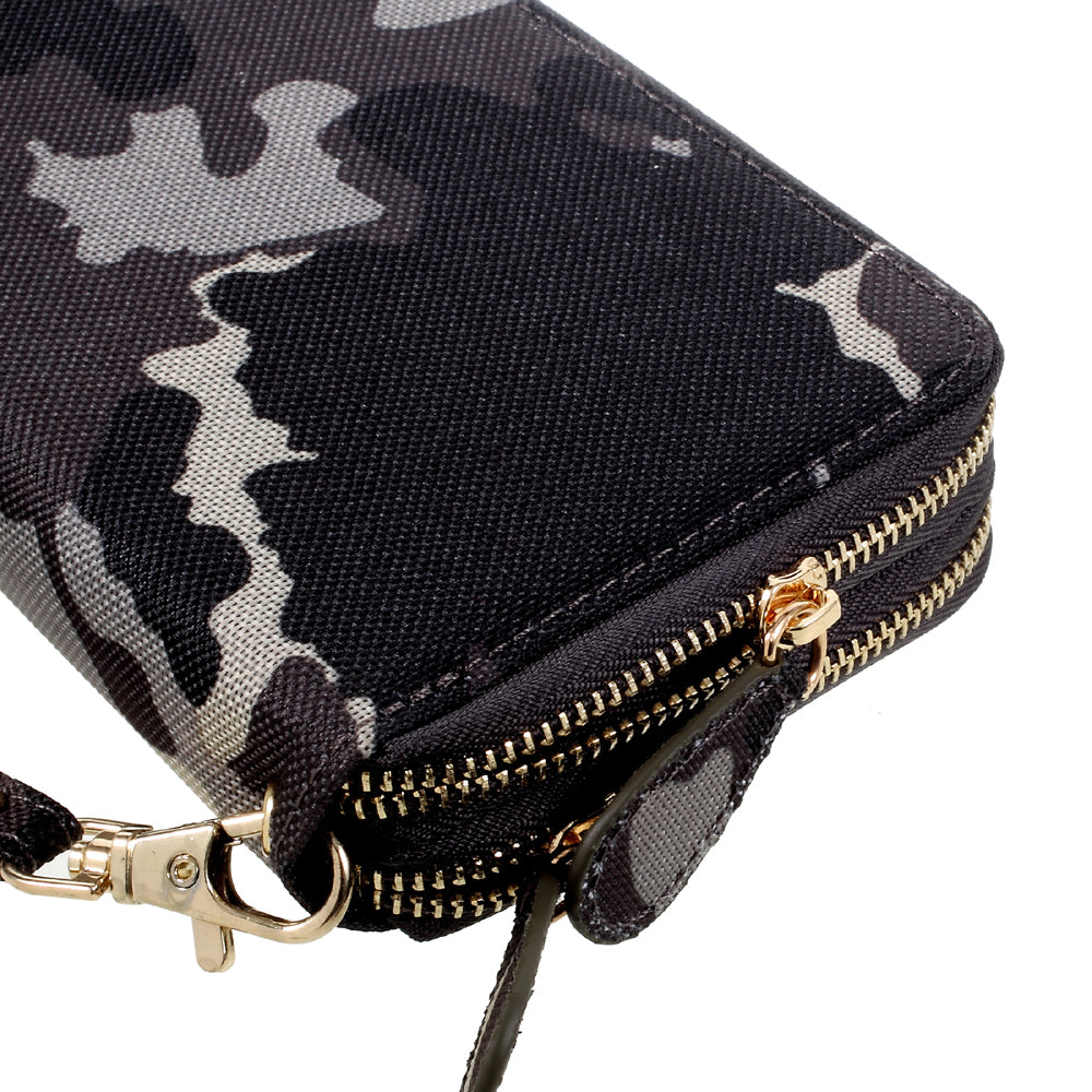 PU Leather Pouch with Hand Strap for iPhone 8/7/6s/6, Size: 141 x 70mm - Camo Pattern / Army Green