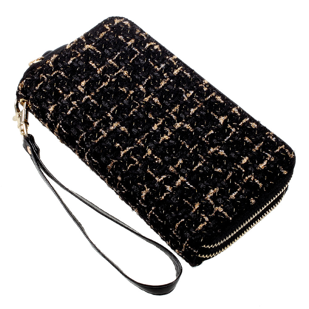 Leather Pouch Bag Phone Case for iPhone 8/7/6s/6, Size: 141 x 70mm - Stitched Pattern / Black