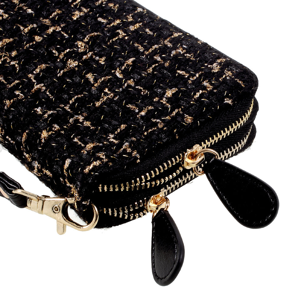 Leather Pouch Bag Phone Case for iPhone 8/7/6s/6, Size: 141 x 70mm - Stitched Pattern / Black