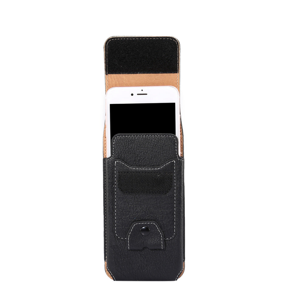 Elephant Texture Vertical Leather Holster Card Slot Mobile Case with Carabiner, Inner Size: 14x7.5x1cm - Black