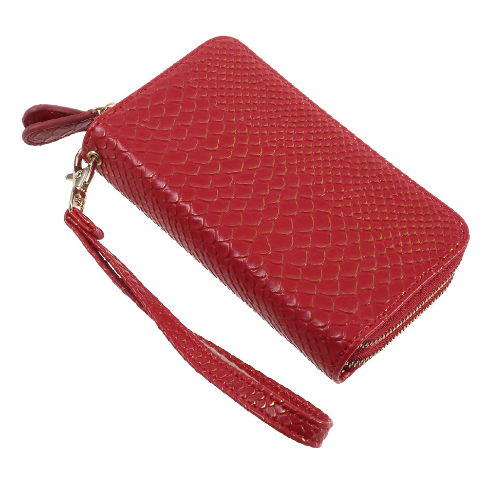 Universal Zipper Wallet Leather Cover with Strap for iPhone 6 /6s /7 - Fish Scale Texture / Red