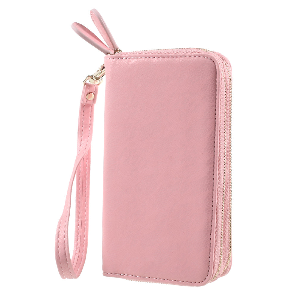 Universal Zipper Wallet Leather Case with Strap for iPhone 6 /6s /7 - Lace Patten / Pink