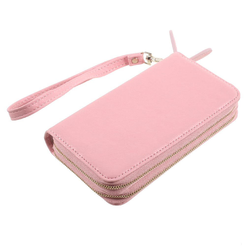Universal Zipper Wallet Leather Case with Strap for iPhone 6 /6s /7 - Lace Patten / Pink