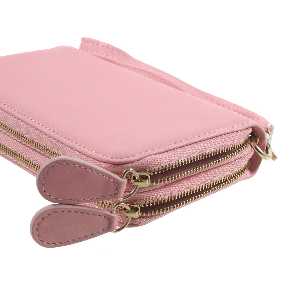 Universal Zipper Wallet Leather Case with Strap for iPhone 6 /6s /7 - Lace Patten / Pink