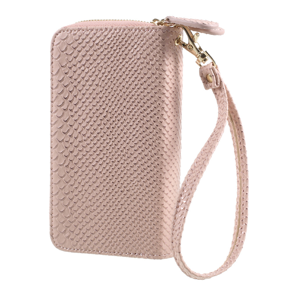 Universal Zipper Wallet Leather Casing with Strap for iPhone 6 /6s /7 - Fish Scale Texture / Pink