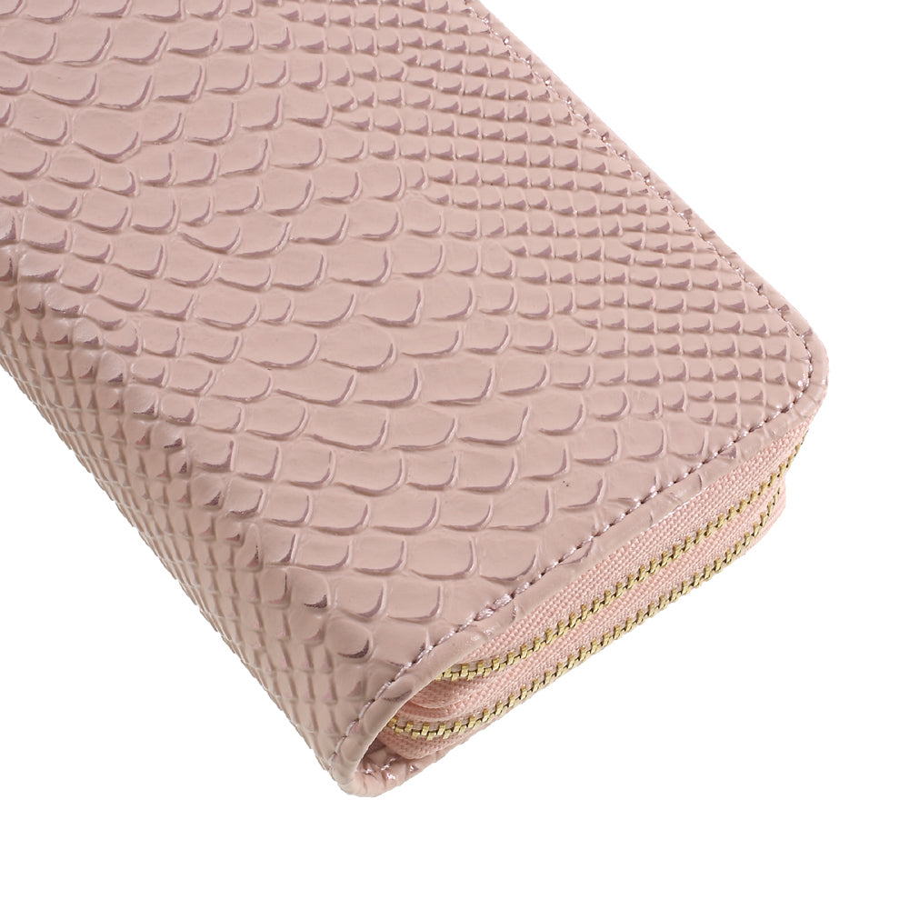 Universal Zipper Wallet Leather Casing with Strap for iPhone 6 /6s /7 - Fish Scale Texture / Pink