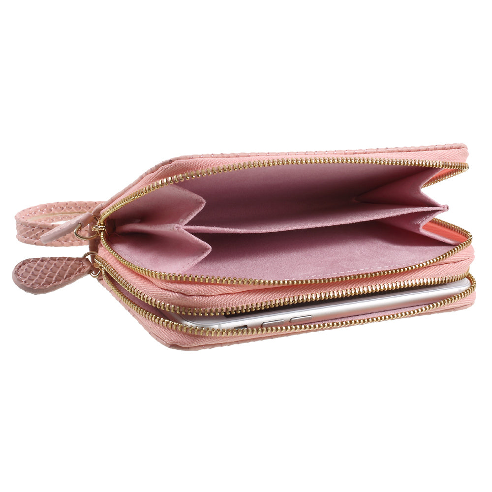 Universal Zipper Wallet Leather Casing with Strap for iPhone 6 /6s /7 - Fish Scale Texture / Pink