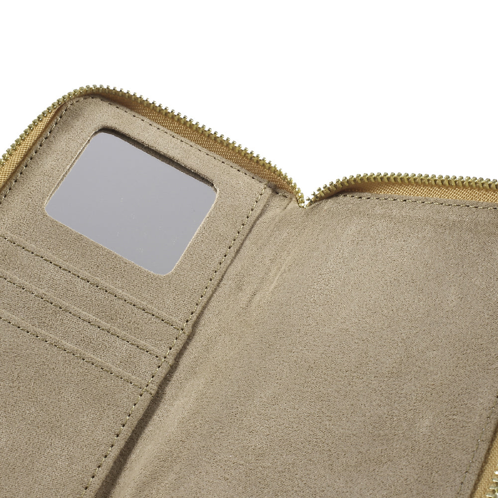 Uniqkart for iPhone 6 /6s /7 Universal Zipper Wallet Leather Case with Strap - Woven Texture / Beige