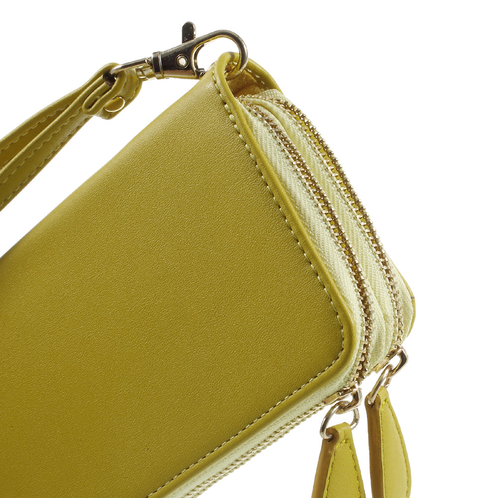 Universal Zipper Wallet Leather Phone Accessory Cover with Strap for iPhone 6 /6s /7 4.7 inch - Smooth Surface / Yellowgreen