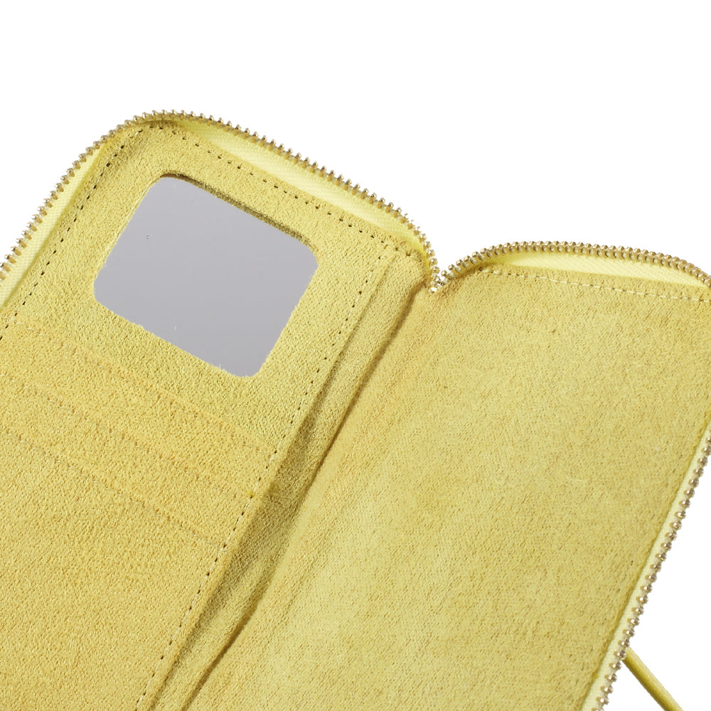 Universal Zipper Wallet Leather Phone Accessory Cover with Strap for iPhone 6 /6s /7 4.7 inch - Smooth Surface / Yellowgreen