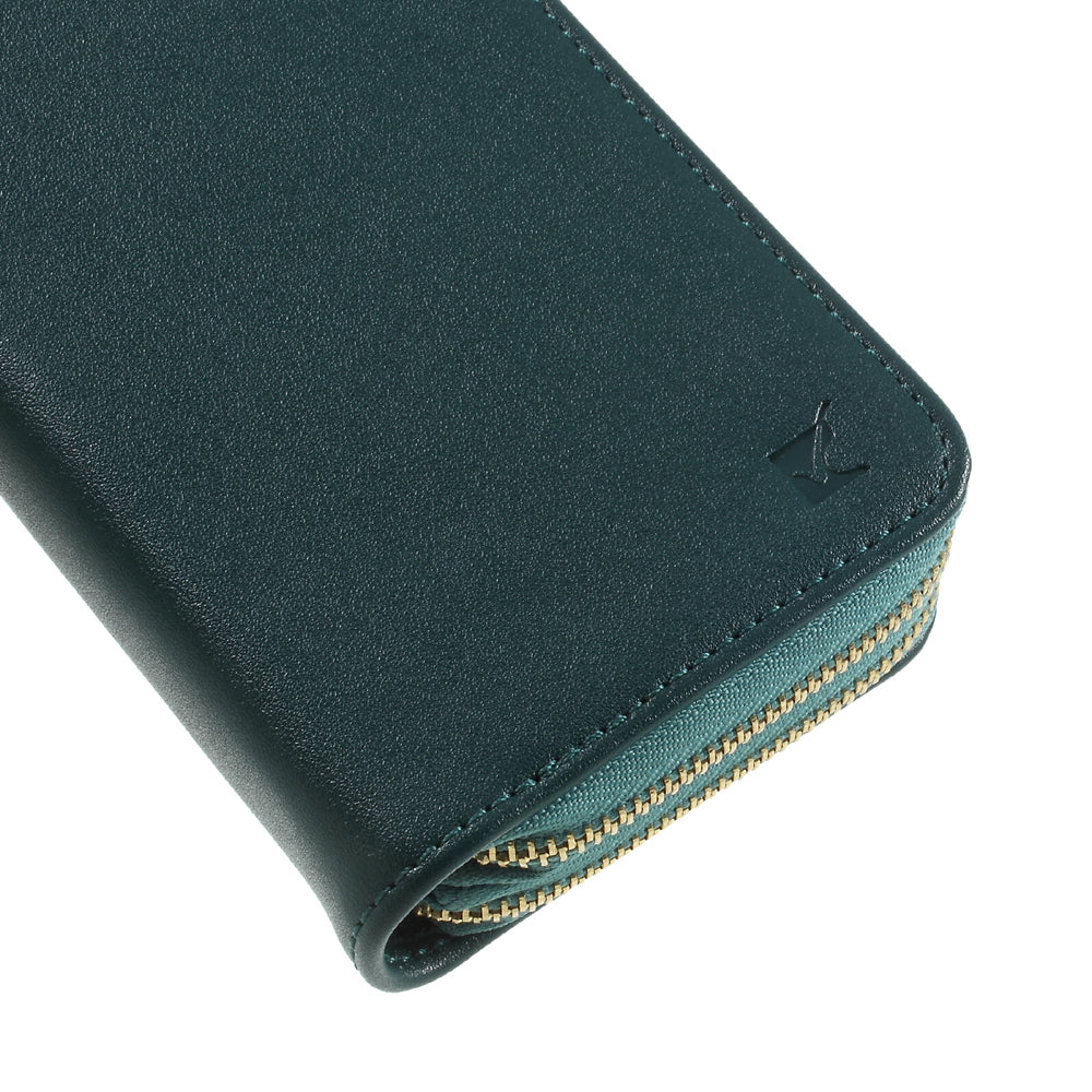 Universal Zipper Wallet Leather Phone Accessory Shell with Strap for iPhone 6 /6s /7 4.7 inch - Smooth Surface / Dark Green