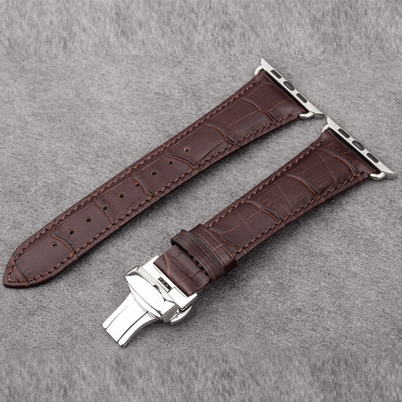 QIALINO For Apple Watch Series 8 45mm / Ultra 49mm / 7 45mm / 6 / SE / SE (2022) / 5 / 4 44mm 3 / 2 / 1 42mm Genuine Leather Watch Strap Replacement Watchband - Coffee