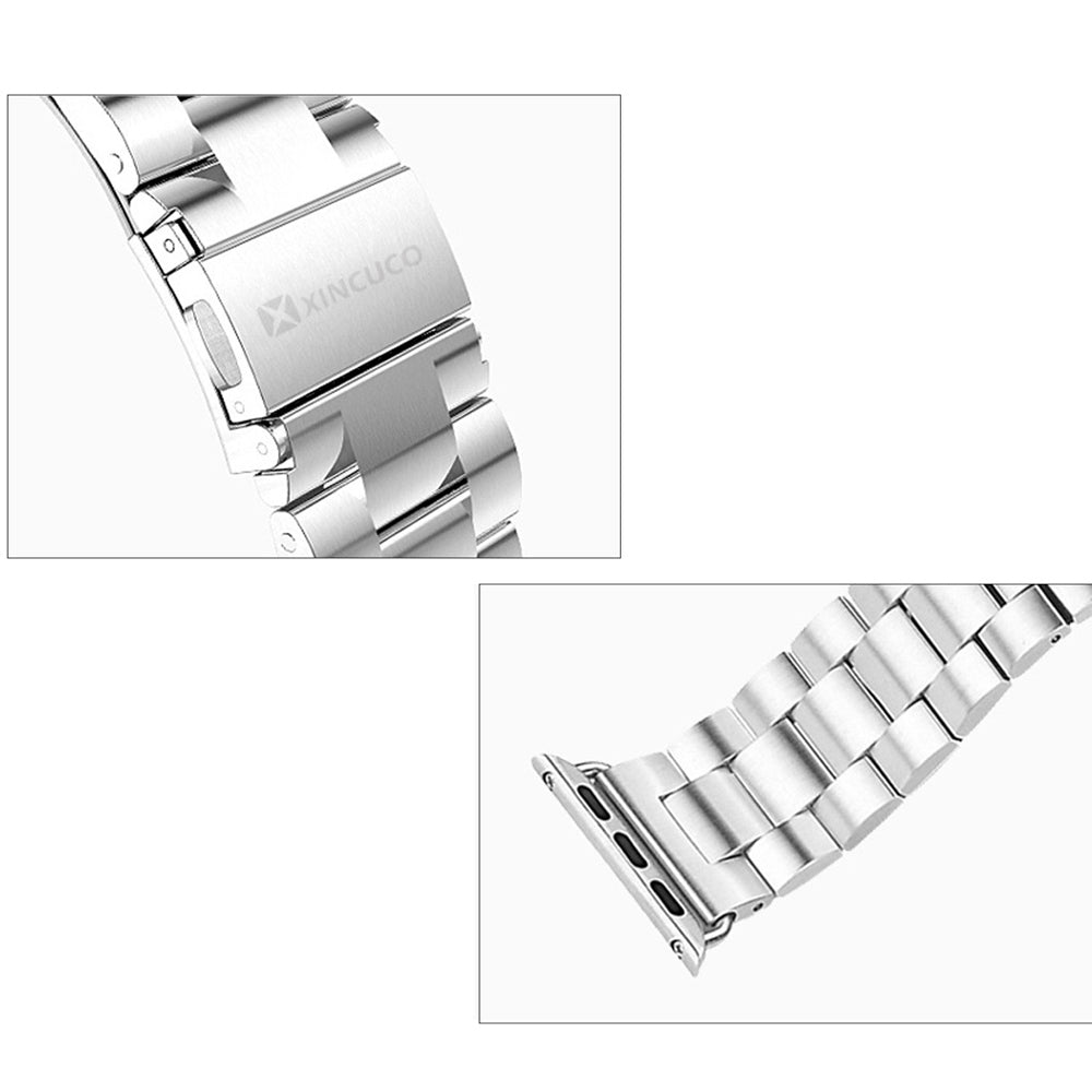 XINCUCO Stainless Steel Watch Band for Apple Watch Series 8 45mm / Ultra 49mm / 7 45mm / Series / 6 SE / SE (2022) / 5 / 4 44mm / Series 3 / 2 / 1 42mm with Axle Connectors