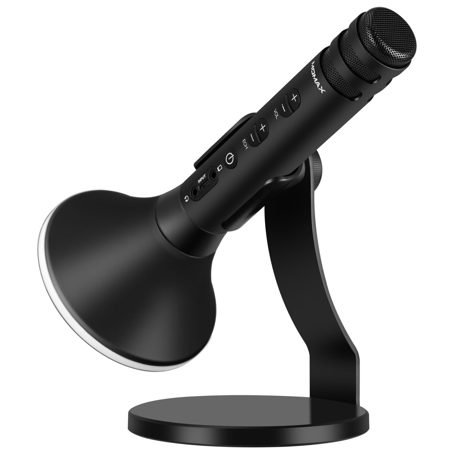 Uniqkart K-MIC PRO Wireless Karaoke Microphone Kit with Mobile Phone Holder - Black