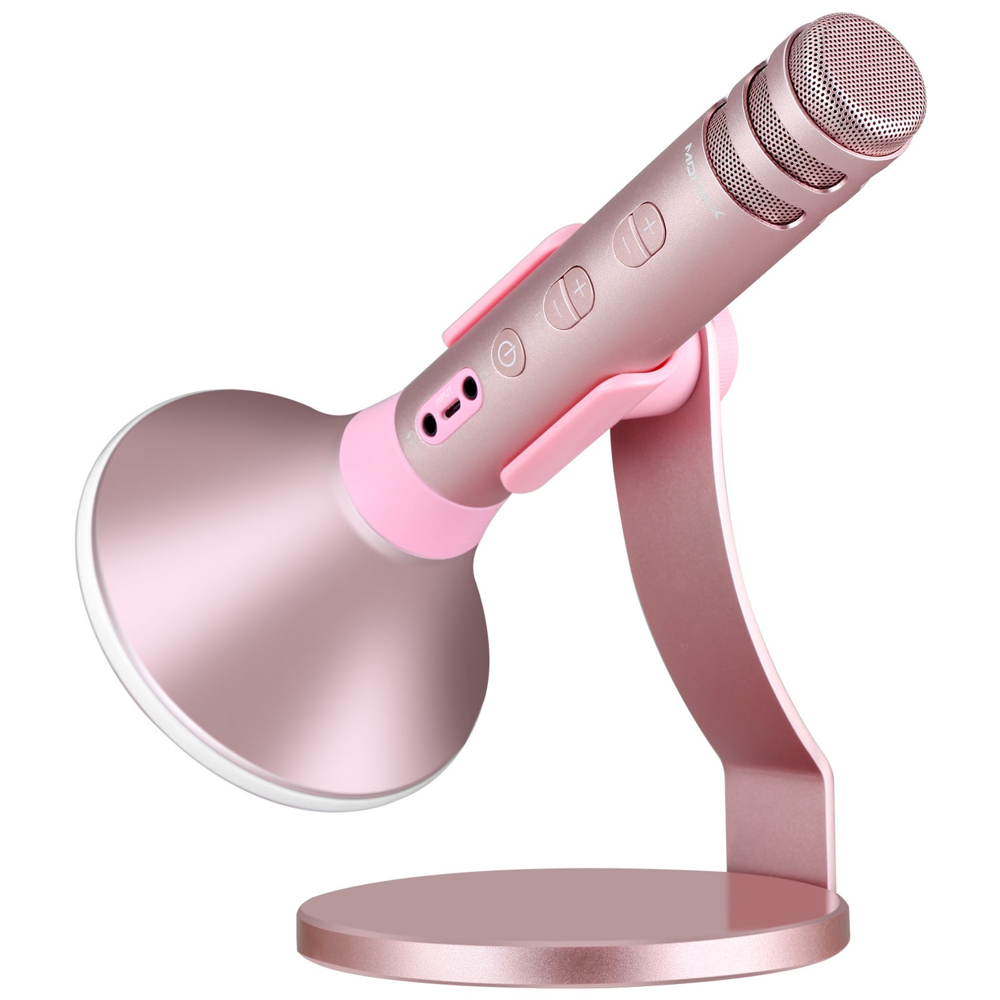 Uniqkart K-MIC PRO Wireless Bluetooth Mobile Microphone Karaoke Kit with LED Light - Rose Gold Color