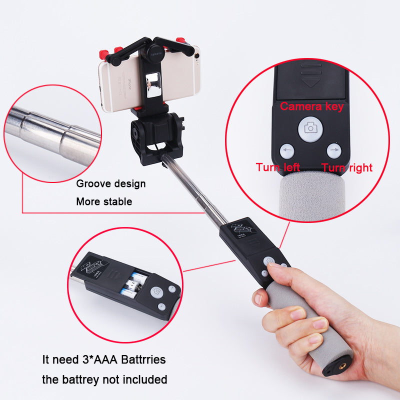 Portable Bluetooth Control Electric 360 Degree Rotation Extendable Phone Selfie Stick - Black