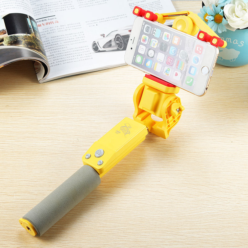 Portable Bluetooth Control Electric 360 Degree Rotation Extendable Phone Selfie Stick - Yellow
