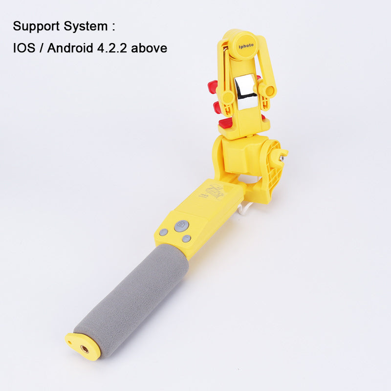 Portable Bluetooth Control Electric 360 Degree Rotation Extendable Phone Selfie Stick - Yellow