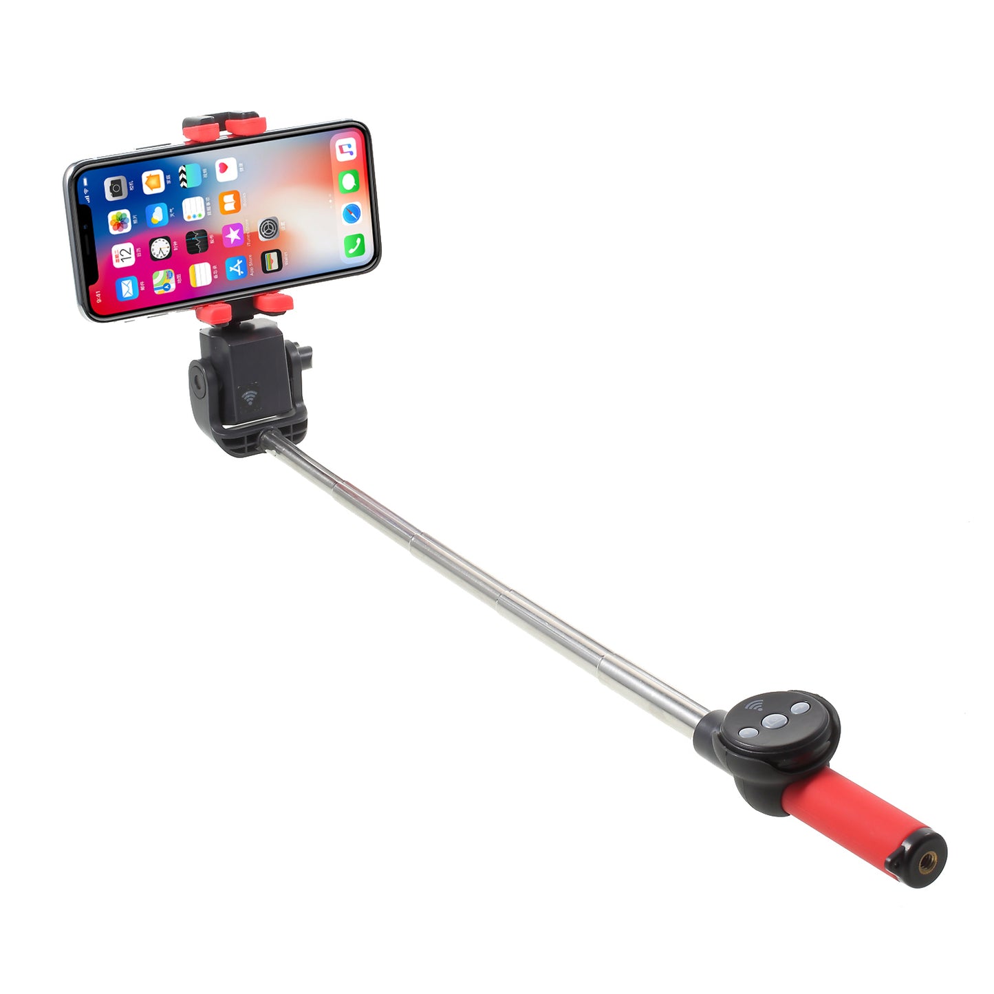 Smart Wireless Bluetooth 360 Degree Rotation Electric Extendable Selfie Stick - Red