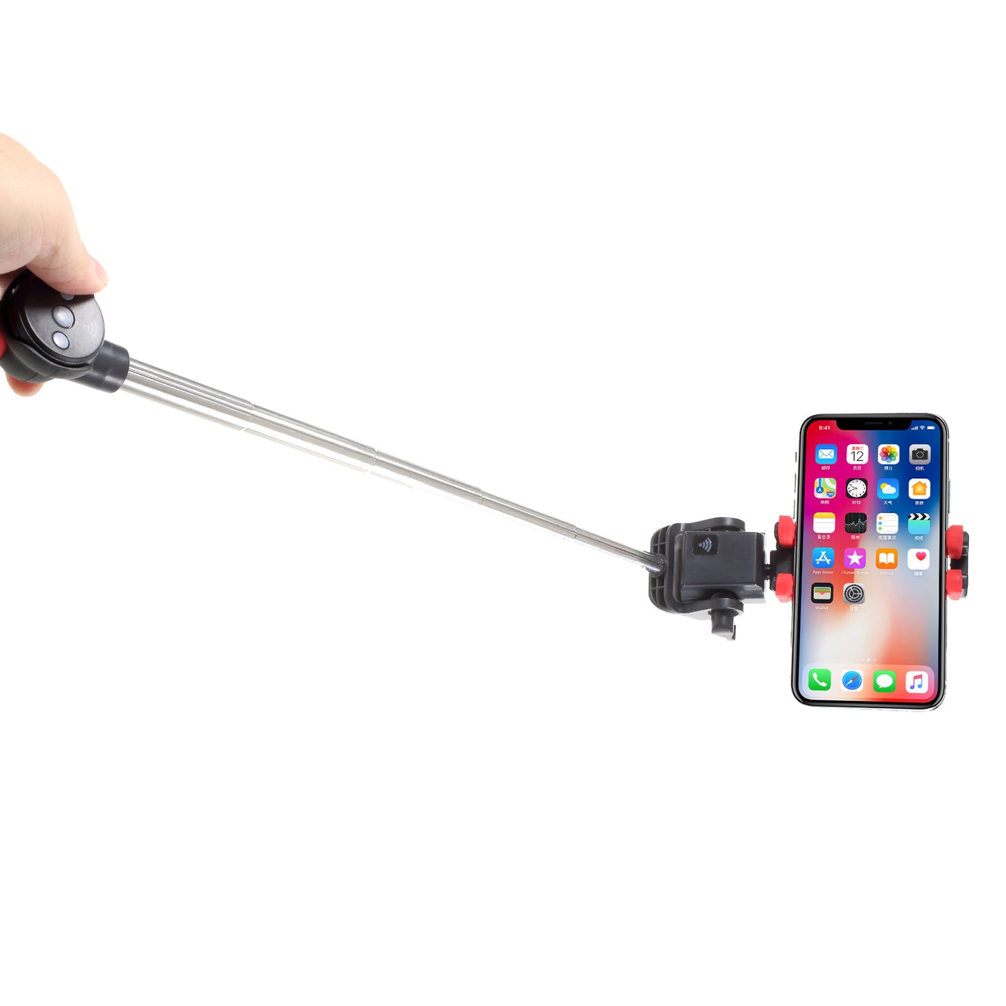 Smart Wireless Bluetooth 360 Degree Rotation Electric Extendable Selfie Stick - Red