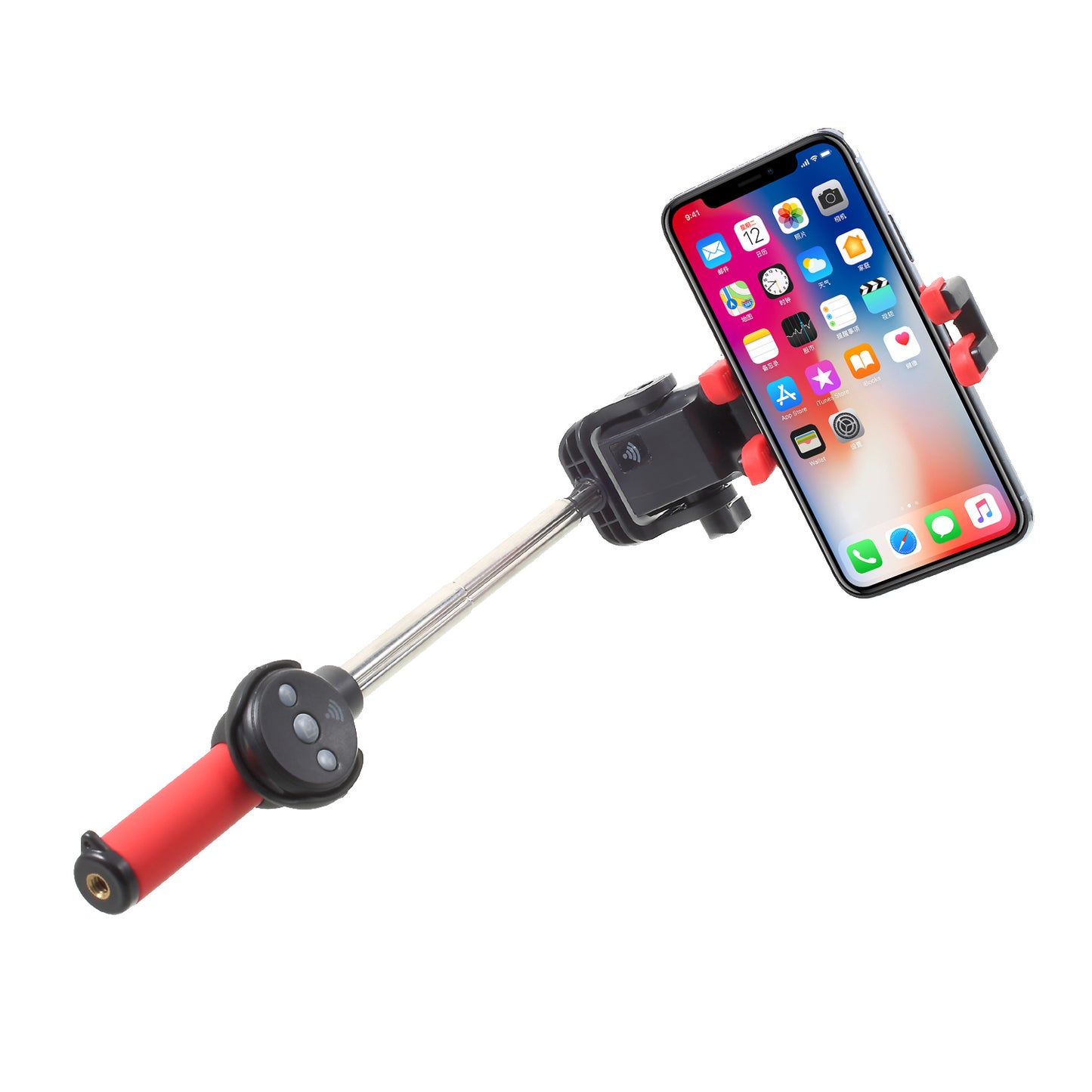 Smart Wireless Bluetooth 360 Degree Rotation Electric Extendable Selfie Stick - Red