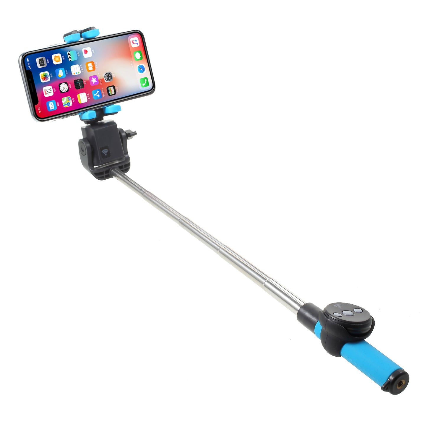 Mini Wireless Bluetooth 360 Degree Rotation Electric Selfie Stick Handheld Monopod - Blue