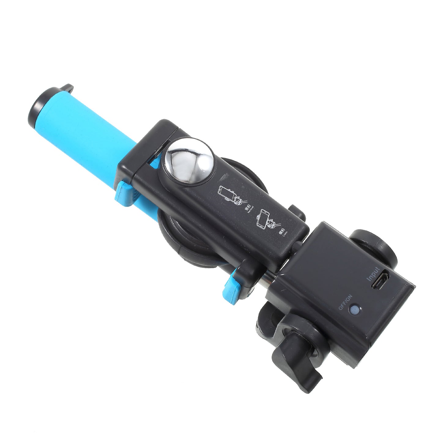 Mini Wireless Bluetooth 360 Degree Rotation Electric Selfie Stick Handheld Monopod - Blue