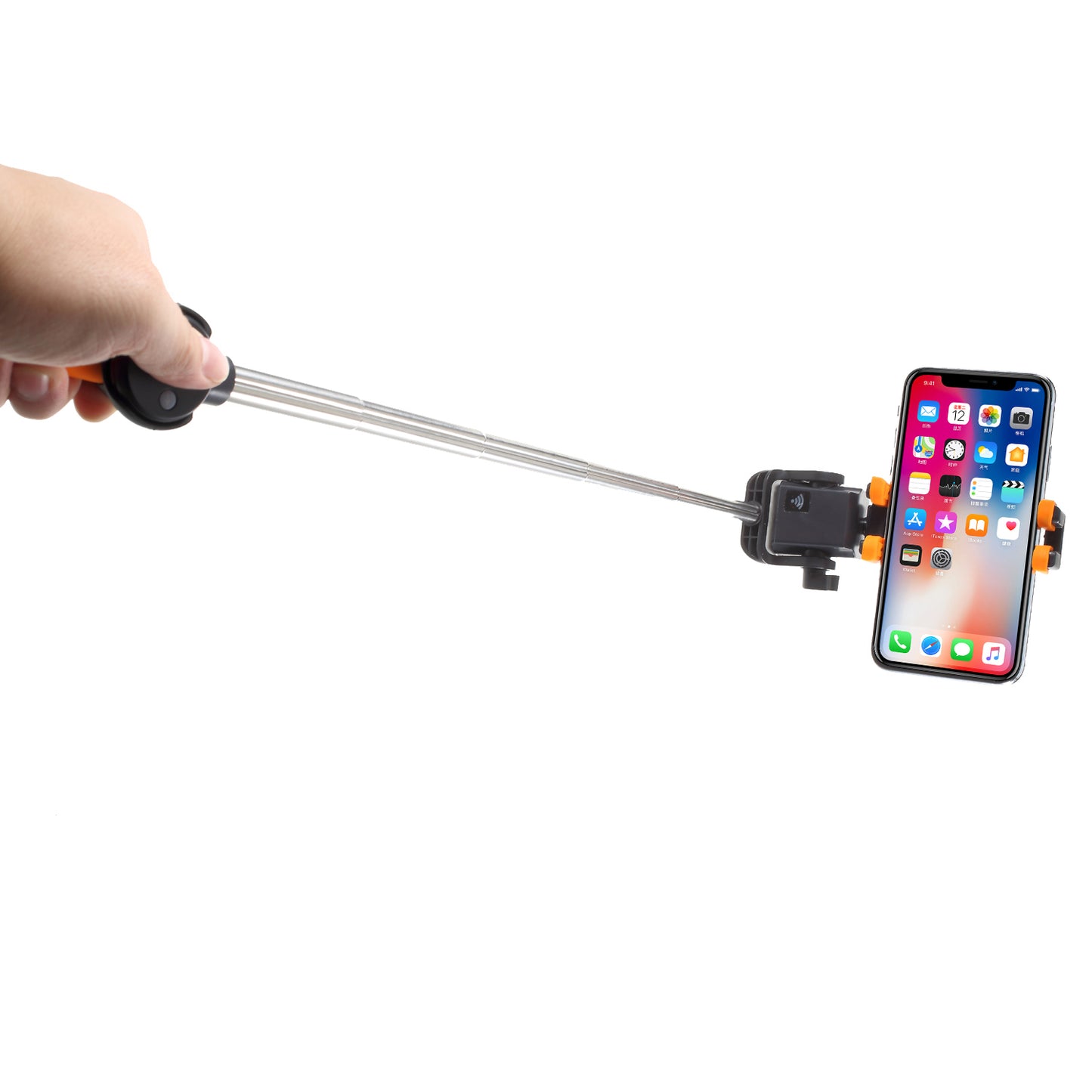 Portable Smart Bluetooth Electric Selfie Stick Monopod 360 Degree Rotation - Orange