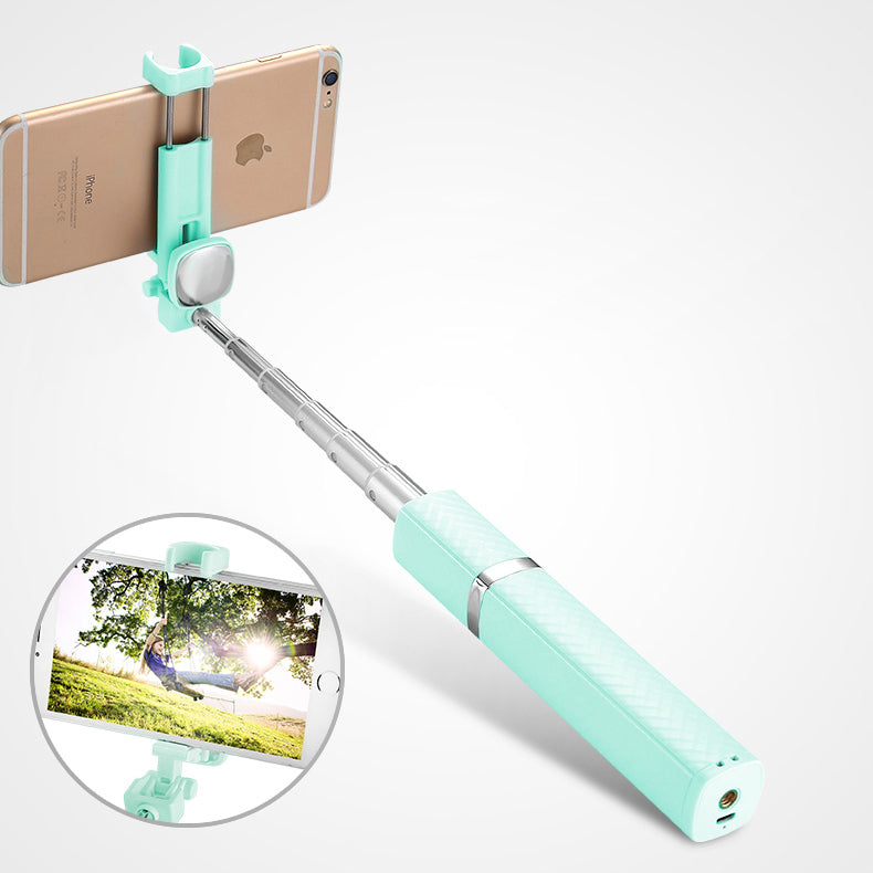 ROCK Portable and Extendable Mini Lipstick Bluetooth Connection Selfie Stick - Cyan