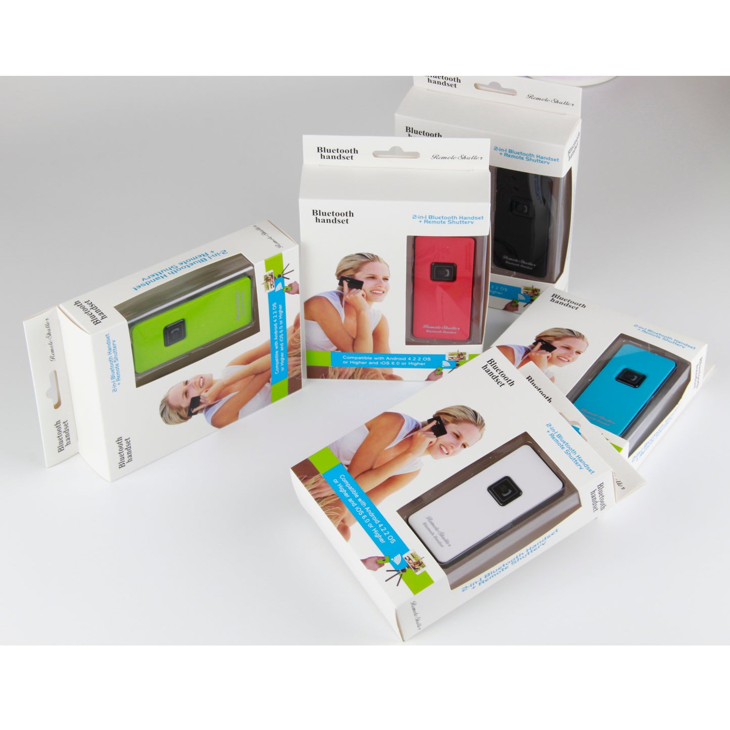 2-in-1 Bluetooth 4.1 Handset Headphone + Remote Shutter Control for Android/iOS Devices - White