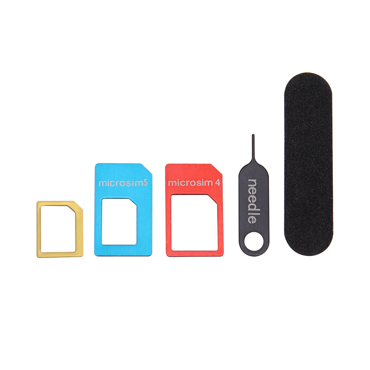 LENTION 5-in-1 Nano/Micro/Normal SIM Card Adapter + Eject Pin + Polished Section