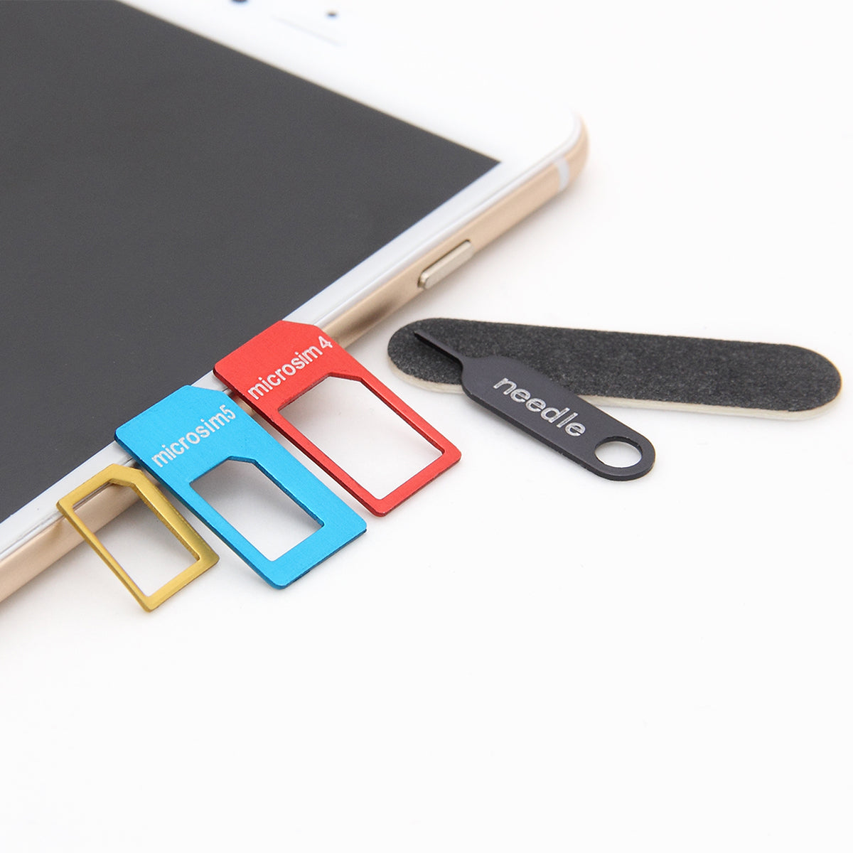 LENTION 5-in-1 Nano/Micro/Normal SIM Card Adapter + Eject Pin + Polished Section