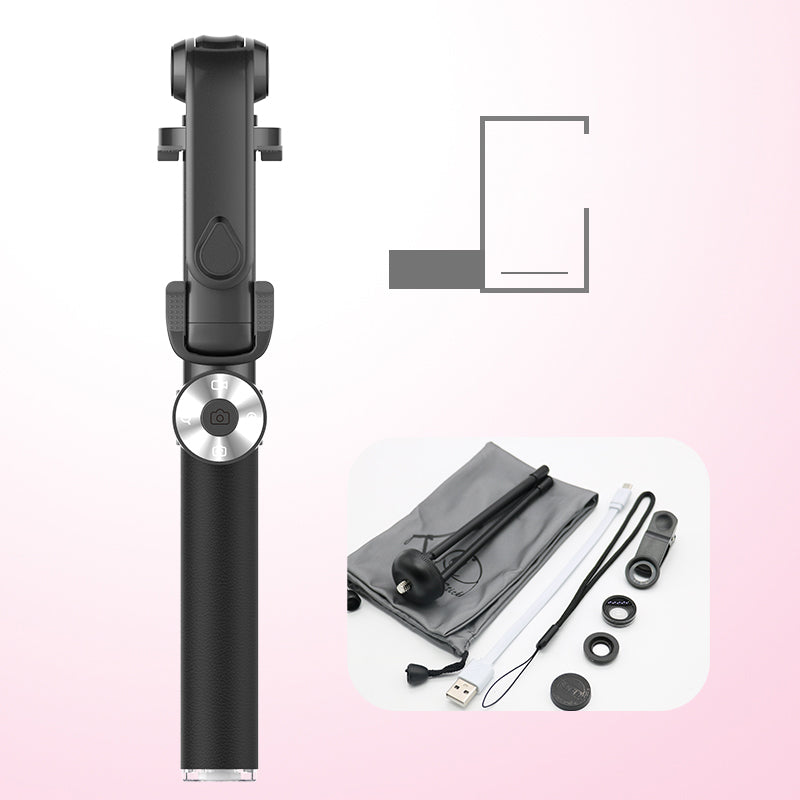 SK16 Extendable Selfie Stick + Bluetooth Self Timer Remote + Tripod + Wide Angle and Macro Lens - Black