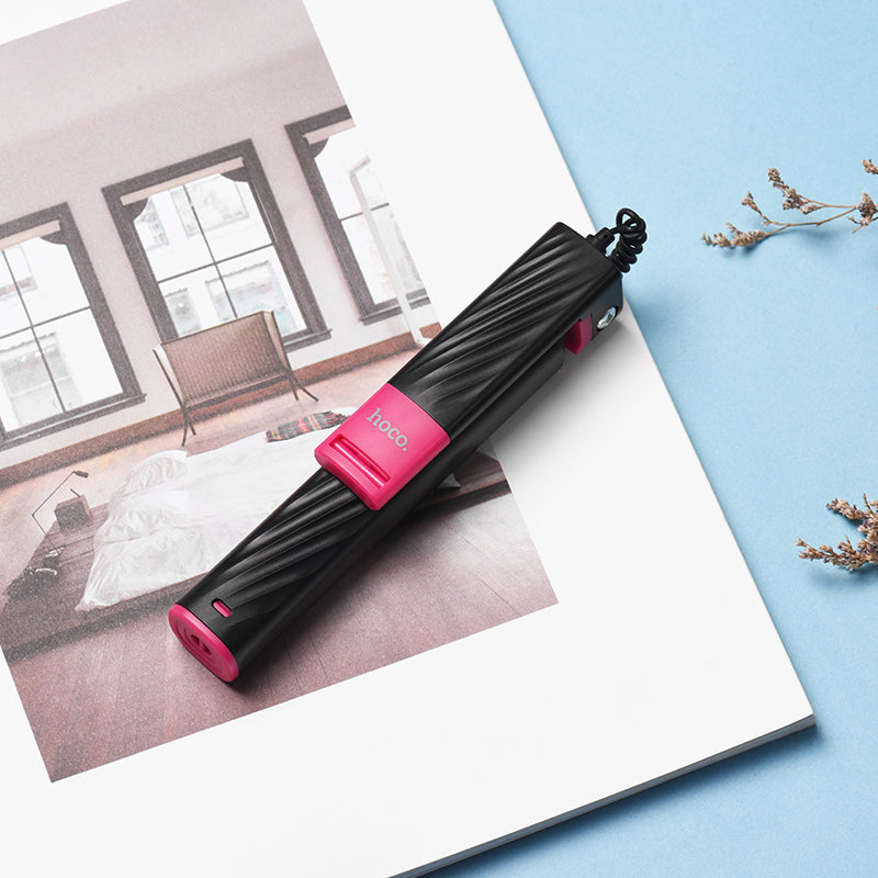 Uniqkart K7 Dainty Mini Wired Selfie Stick with 3.5mm Plug for iPhone Samsung Huawei - Black